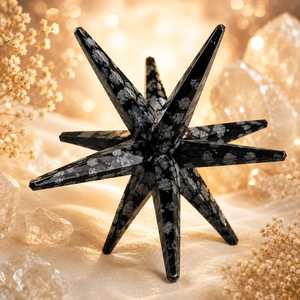 Obsidienne Flocon de Neige Naturelle, Étoile de Merkaba à 12 Pointes, Pierre Polie Écologique, Vente en Gros de Pierres Précieuses Feng Shui - Product Image 4