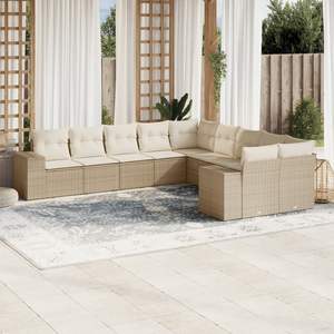 Conjunto de Sofás de Jardín de Ratán Beige, 6 Plazas, Muebles de Exterior Resistentes a la Intemperie, Diseño Contemporáneo - Product Image 3