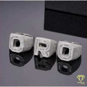 Anillo de plata 925 con diamante cultivado en laboratorio, letra R, joyería brillante para compradores mayoristas - Product Image 5