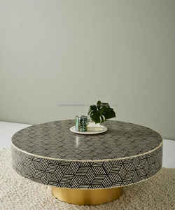 Table basse en bois incrusté d'os de charme intemporel pour la décoration intérieure Ajout unique et élégant à votre espace de vie - Product Image 3