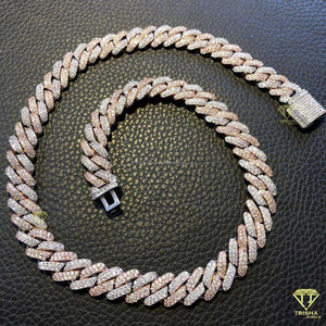 Cadena Cubana de Plata de Ley 925 de 12 mm, Dos Tonos, con Doble Hilera de Diamantes Moissanite, Collar Hip Hop para Hombre, Joyería de Lujo - Product Image 2