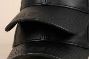 Black PU Leather Baseball Cap 6-Panel Fitted <b>Hat</b> <b>for</b> <b>Men</b> Casual Solid Color Four Seasons Wear - Product Image 5