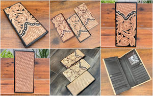 Carteras de cuero genuino para hombre, tarjeteros clásicos, organizador clásico plegable, cartera larga de cuero de vaca para hombre - Product Image 3