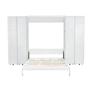 Letto a scomparsa matrimoniale bianco con ante contenitore - Design a parete - Product Image 6