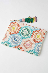 Needlework Elegant Handmade Beaded Embroidery Coin Purse Stylish Vintage Inspired <b>Mini</b> Wallet Bag Zipper Closure Cotton <b>Canvas</b> - Product Image 2