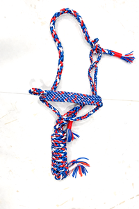 Rub International Modèle 7860H Premium, Lanière de nez pour chevaux de course en corde de nylon nouée à la main, durable, tressée arc-en-ciel, avec logo personnalisé | - Product Image 3