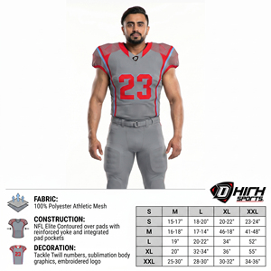 Uniforme de Fútbol Americano Personalizado para Niños, al por Mayor, OEM, B2B, Conjunto de Jersey sin Mangas de Malla Elástica y Pantalones Acolchados con Nombre del Equipo - Product Image 5