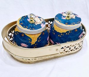 Contenants de rangement pour épices en métal, ronds, bleus, design cartoon, couvercles hermétiques, empilables, ensemble de conservation des aliments pour la cuisine - Product Image 4