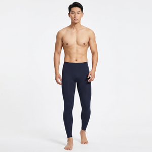 Men's Full Length <b>Compression</b> <b>Leggings</b> Solid Black Spandex Nylon Elastic Waist Sportswear - Product Image 3