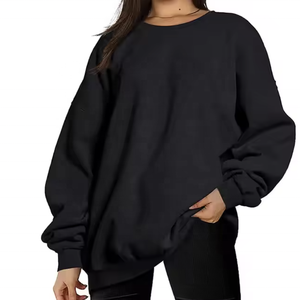 Diseño personalizado de las mujeres de gran tamaño Drop Shoulder invierno otoño Streetwear Front Logo Loose Fit sudadera al por mayor - Product Image 6