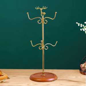 Metal Mug Holder Stand with Rectangular Base Vertical Frame Curved Hooks Hanging Ceramic Coffee Mugs Modern <b>Kitchen</b> Organize - Product Image 6