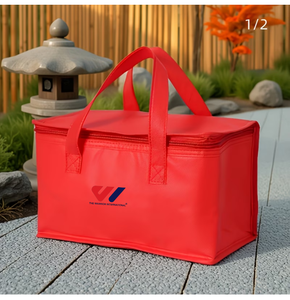 Sac Isotherme Rouge Portable pour Déjeuner, Sac Glacière Thermique Carré en Non-Tissé pour Pique-Nique en Extérieur - Product Image 4