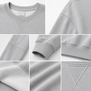 Sweat-shirt à col rond ample et oversize en coton gris épais pour homme, personnalisable avec logo - Product Image 5