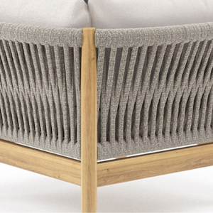 Chaise de jardin, mobilier d'extérieur en teck séché au four avec finition naturelle, assise large et accoudoirs. - Product Image 5