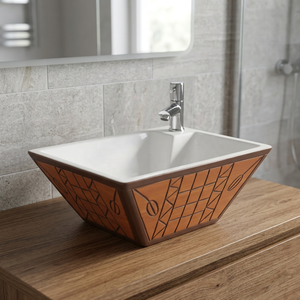 Vasque carrée en céramique bleue haut de gamme, design moderne et artistique, à poser sur comptoir pour salle de bain - Product Image 6