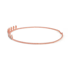 Collier en diamant en forme de couronne de feuilles avec motifs botaniques gradués et élégant design de collier ras du cou en or rose - Product Image 2
