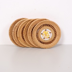 Ceramic rattan beverage coasters handcrafted cup mug coaster premium table <b>trivet</b> for drinks - Product Image 4
