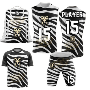 Kit de maillot sublimé personnalisé, imprimé zèbre, joueur 15, vêtements de sport unisexes anti-humidité, toutes saisons - Product Image 1