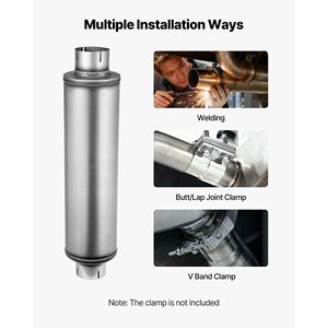 Silenciador de escape de 4 pulgadas de entrada, 30 pulgadas de longitud total, de acero inoxidable, resonador universal para sistemas de escape de ajuste de carrocería, 30 Exhaust - Product Image 5