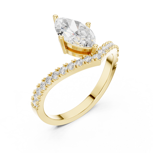 Women's Yellow Gold Pear Cut Diamond Engagement Ring With Diamond Side <b>Stones</b> Classic Style - Product Image 2