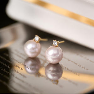 Light Luxury High-End S925 <b>Silver</b> Pure Crystal <b>Earrings</b> 10-11mm High Heels with Freshwater <b>Pearl</b> Round Design - Product Image 2