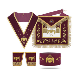 Vente en gros de régaliens maçonniques du 95e degré de Memphis Misraim, ensemble complet, broderie dorée à la main, conception personnalisée, fabrication OEM - Product Image 1