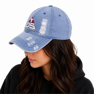 Premium Unisex Distressed Denim <b>Baseball</b> <b>Cap</b> Custom Vintage Embroidered Distressed Denim Fabric <b>Baseball</b> <b>cap</b> for Unisex - Product Image 3