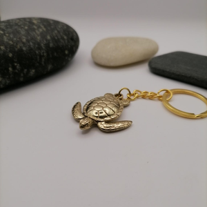 Porte-clés vintage en laiton tortue marine, accessoire de collection nautique, cadeau océanique - Product Image 4