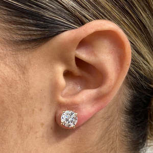 Classic Round Brilliant Cut Lab Grown Diamond <b>Stud</b> <b>Earrings</b> IGI Certified 4ct 4 Prong 10K 14K 18K Yellow Gold Women <b>Fine</b> Ear Stu - Product Image 2