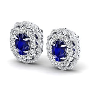 REYES Customizable 14K Gold IGI Certified Diamond Screw Back Stud <b>Earrings</b> Cushion Cut 4.95Ct <b>Blue</b> <b>Sapphire</b> Gemstone Jewelry - Product Image 5