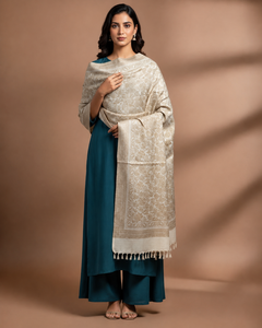 Women's Ethnic Winter Floral Jacquard Woven <b>Shawl</b> <b>Wrap</b> Breathable Warming Skin-Friendly Polywool for Daily Wear - Product Image 5
