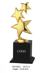 Trophée Étoile en Métal Plaqué Modèle 603 A B C Durable avec Base en Bois Noir pour Gravure de Logo – Idéal Sports et Jeux - Product Image 4