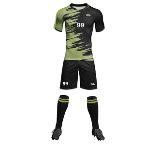Custom Sublimated Men's Soccer Uniform Black Green Gradient Jersey Shorts <b>Socks</b> Set <b>Moisture</b> Wicking All Seasons Athletic Fit - Product Image 2