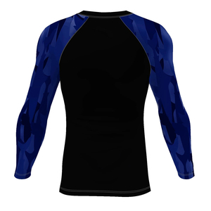 <b>Men's</b> Long Sleeve Compression <b>Shirt</b> Quick Dry Gym Rash Guard Custom Blue Camouflage Sports T-<b>Shirt</b> Athletic Fitness Workout Wear - Product Image 2
