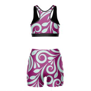 Ensemble de fitness 2 pièces pour femmes, personnalisable en gros, sans couture, respirant, séchage rapide, avec soutien-gorge de yoga à bretelles et short taille haute froncé, couleur unie - Product Image 4