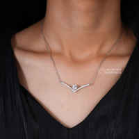 Pendentif en moissanite à taille ronde Chevron, en argent sterling S925, qualité VS EF, collier pavé, bijoux fins, cadeau pour femme