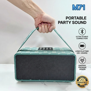 Mini haut-parleur karaoké M71 avec 2 microphones, pour extérieur, mariage, camping, situations d'urgence, basses puissantes, enceinte robuste, système de vente en gros - Product Image 2