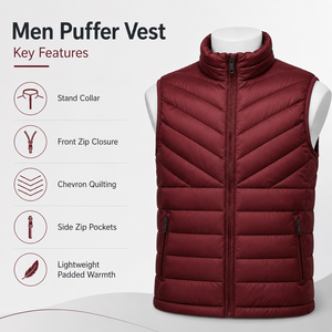 Custom <b>Puffer</b> <b>Vest</b> for Men Lightweight Quilted Warm Sleeveless Winter <b>Jacket</b> Outdoor Casual Fashion Clothing Wholesale - Product Image 6