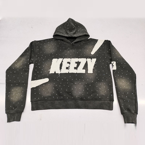 Sudadera con Capucha Negra para Hombre, Estampado de Estrellas Blancas, Diseño de Puntos, Corte Casual, Manga Regular, Forro Polar, 100% Algodón, Invierno, Ecológica - Product Image 2