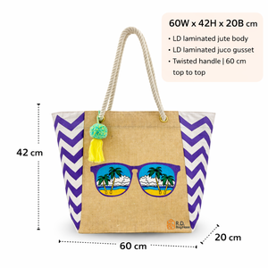 LD Laminated Jute Tote <b>Bag</b> with Juco Gusset | Durable Eco Friendly <b>Reusable</b> Carry <b>Bag</b> | Rope Handle Custom Printed Beach <b>Bag</b> - Product Image 3