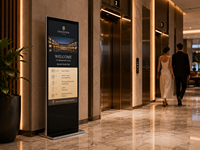 Affichage numérique pour hall d'hôtel, écran LCD numérique sur pied de 55 pouces, kiosque d'affichage numérique pour la signalisation directionnelle dans les hôtels