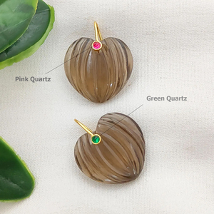 Colgante de cuarzo amatista tallado en forma de calabaza hecho a mano, amuleto chapado en oro con forma de amatista, colgante tallado en forma de corazón, mayorista - Product Image 3