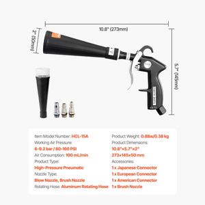 Pistola per Pulizia Auto ad Alta Pressione 6-9.2 Bar, 2 Set di Ugelli a 360 Gradi per Pulizia Completa, Soffiatore ad Aria - Product Image 4