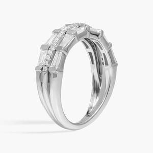 Anillo de Moda con Diamantes Cultivados en Laboratorio, Corte Baguette y Redondo, Oro Blanco - Product Image 2