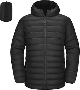 Chaqueta Acolchada Ligera con Capucha para Adultos, Ropa Casual de Invierno, Diseño Comprimido, Abrigo de Poliéster Verde Oliva - Product Image 5