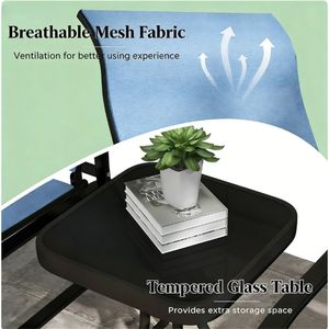 Ensemble de salon de jardin 3 pièces bleu clair pour terrasse et jardin - Product Image 3