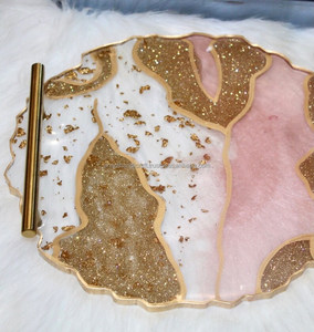 Plateau en résine plaqué artisanal plateau de service ensemble de sous-verres en bois de haute qualité personnalisé maison Restaurant occasions de nourriture indienne - Product Image 2