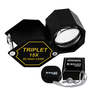 High Quality 15x Jewelry Loupe Triplet Lens Magnification Loupe 20.5mm <b>Black</b> <b>Frame</b> Metal Body Hexagonal Design - Product Image 2
