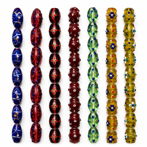 Cuentas de Vidrio Decorativas Hechas a Mano de Primera Calidad, Cuentas de Diseño Surtidas de Forma Ovalada en Colores Azul/Verde/Amarillo/Rojo/Naranja, Paquete a Granel para - Product Image 5