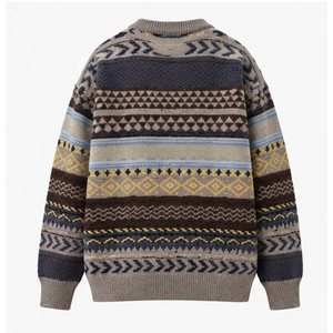Pull en tricot à motif géométrique pour homme, manches longues, épais, en laine et acrylique, pour l'hiver - Product Image 4